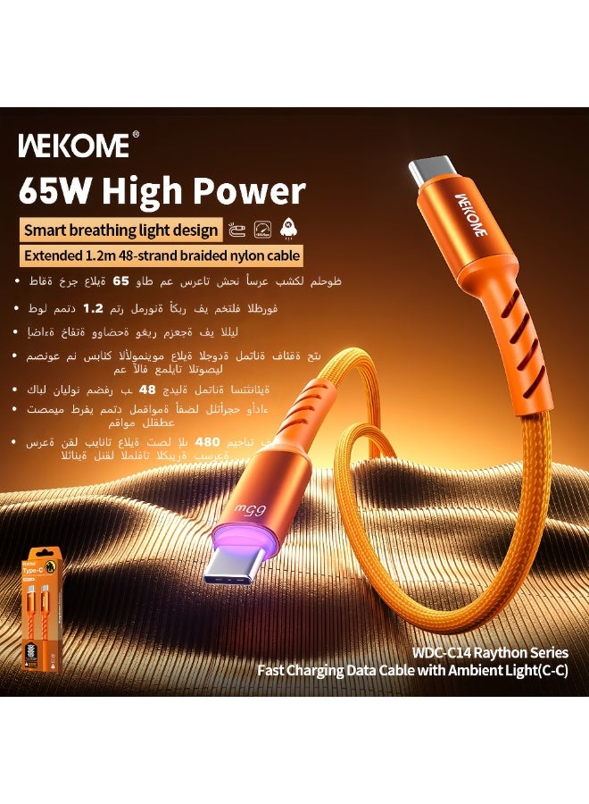 ويكومي كابل بيانات وشحن سريع WEKOME Thor Ambient Light Series بقوة 65 واط (منفذ Type-C، طول 1.2 متر) - Image 1